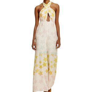 Mara Hoffman Star Blast print wide leg halter jumpsuit 70s disco vintage keyhole